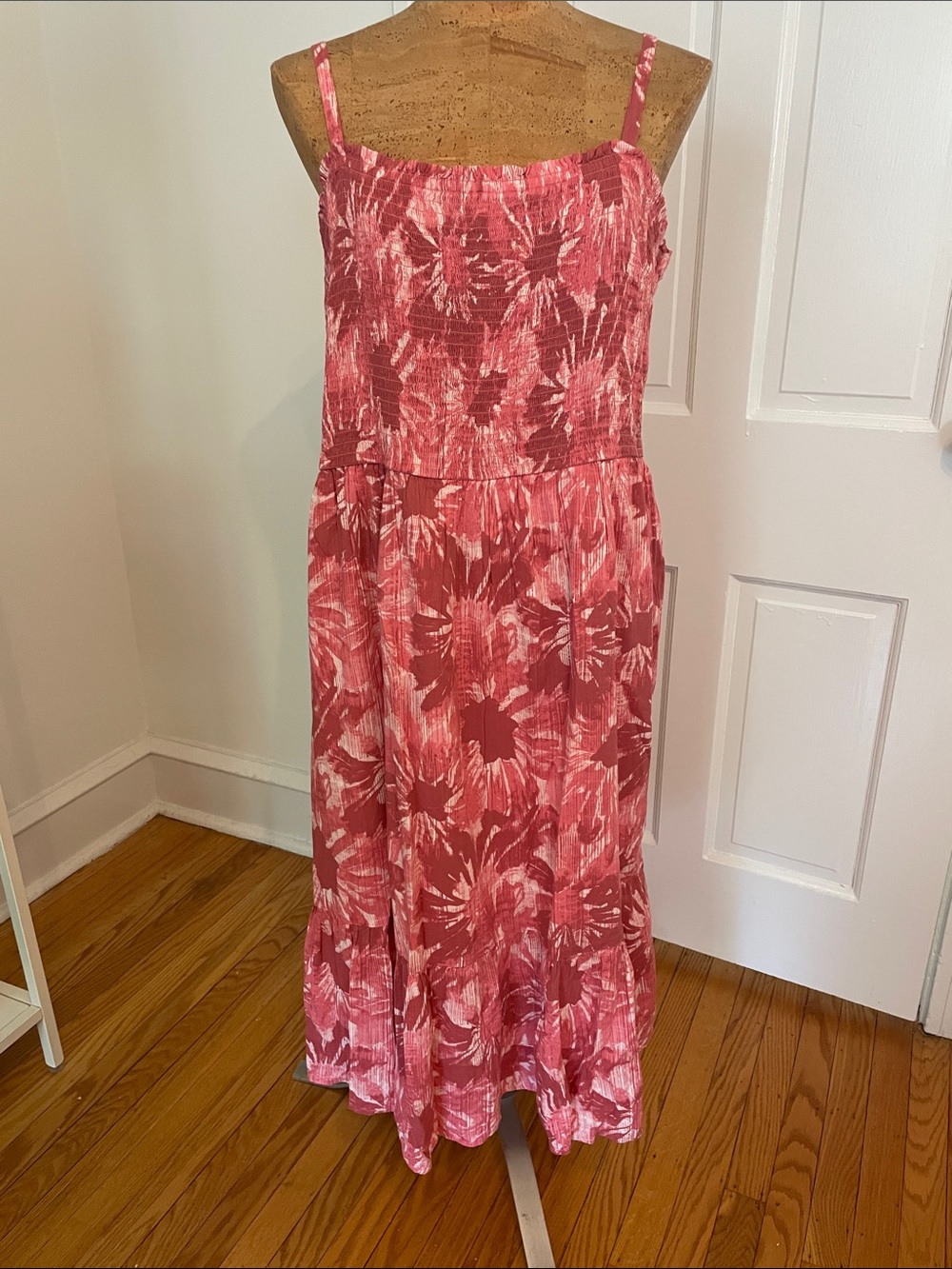 Gap Pink Tie-Dye Smocked Summer Boho Dress XXL NWT